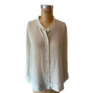 Everlane The Clean Silk Blouson Shirt in Mint Green size 12 nwot